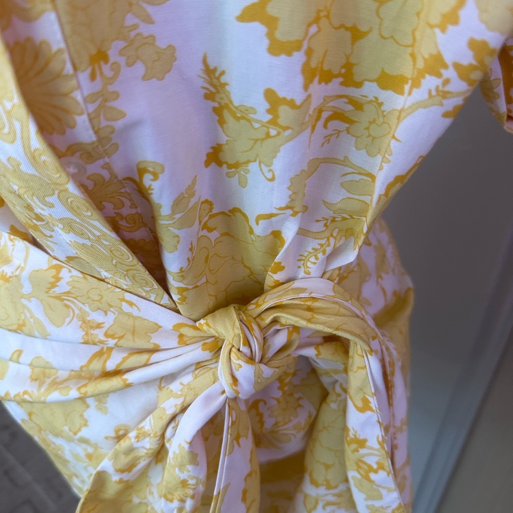 Alex Marie Yellow Floral Midi Shirt Dress with Tie Waist - Picture 4 of 12